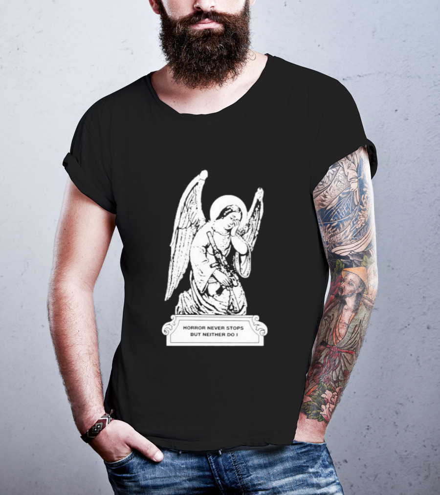 Horror Never Stops Angel With Rifle Resilience T-Shirt