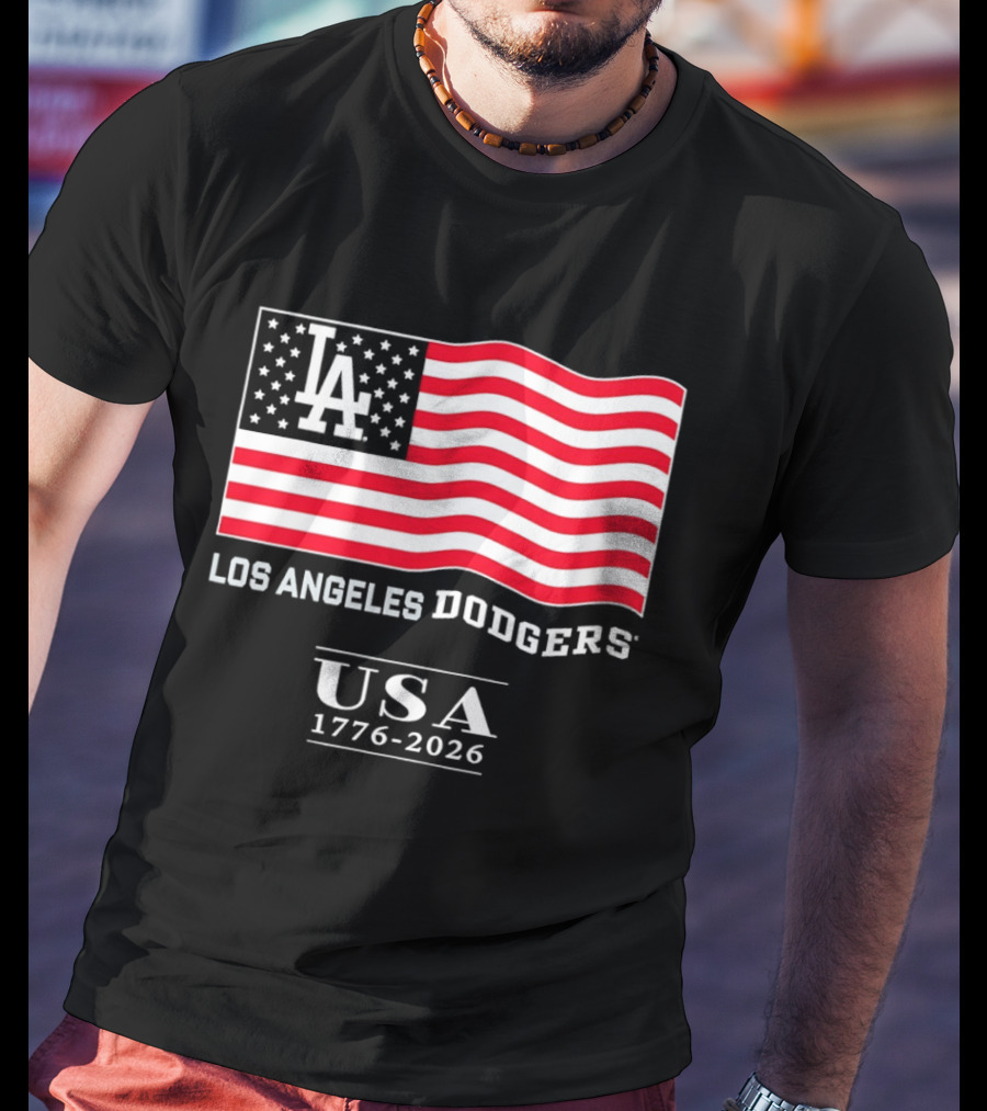 Los Angeles Dodgers USA Flag 1776 2026 T-Shirt