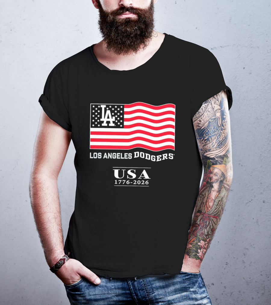 Los Angeles Dodgers USA Flag 1776 2026 T-Shirt