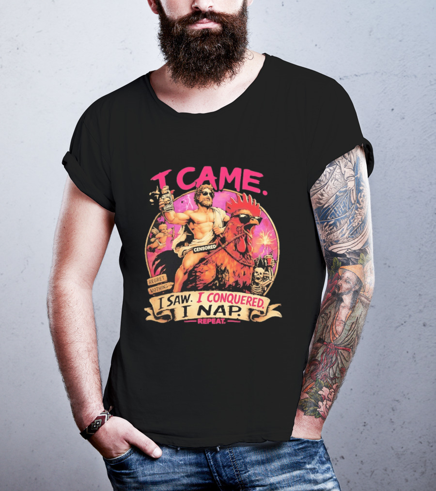 I Came I Saw I Conquered Rooster Lager Glory Repeat T-Shirt
