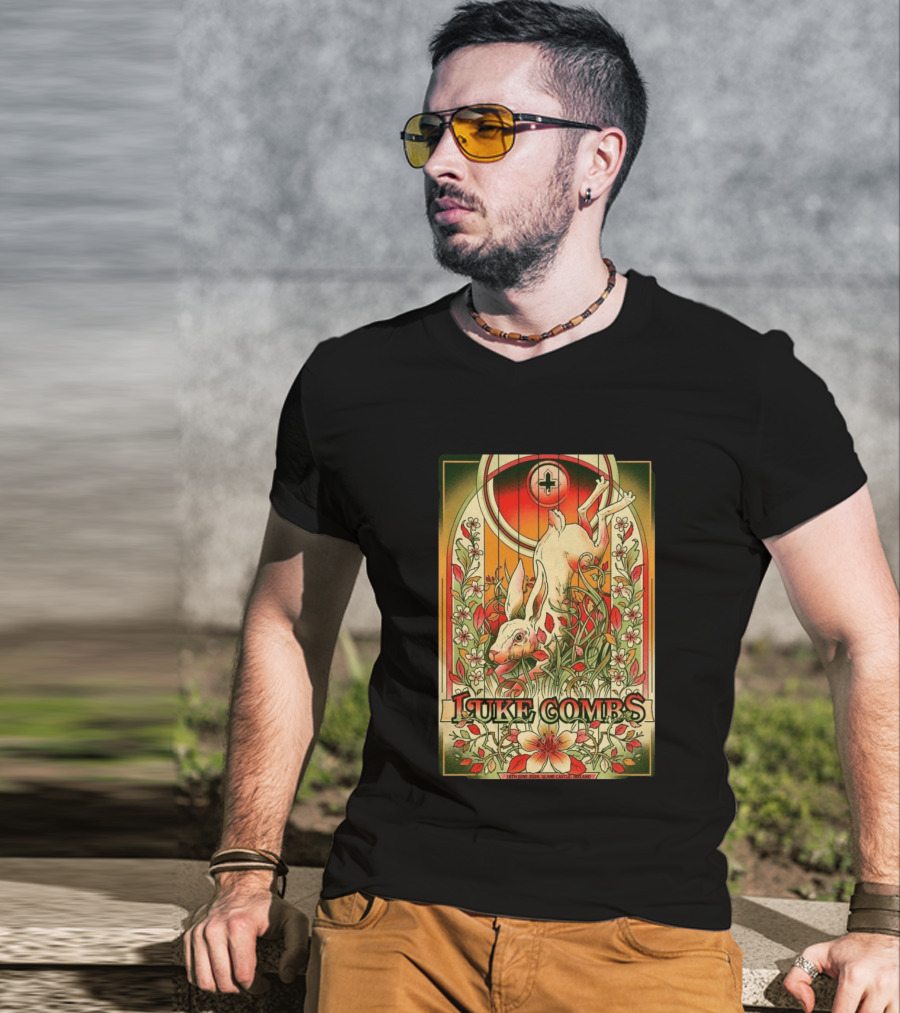 Luke Combs Slane Castle Ireland June 18 2026 Rabbit Floral Art Deco T-Shirt
