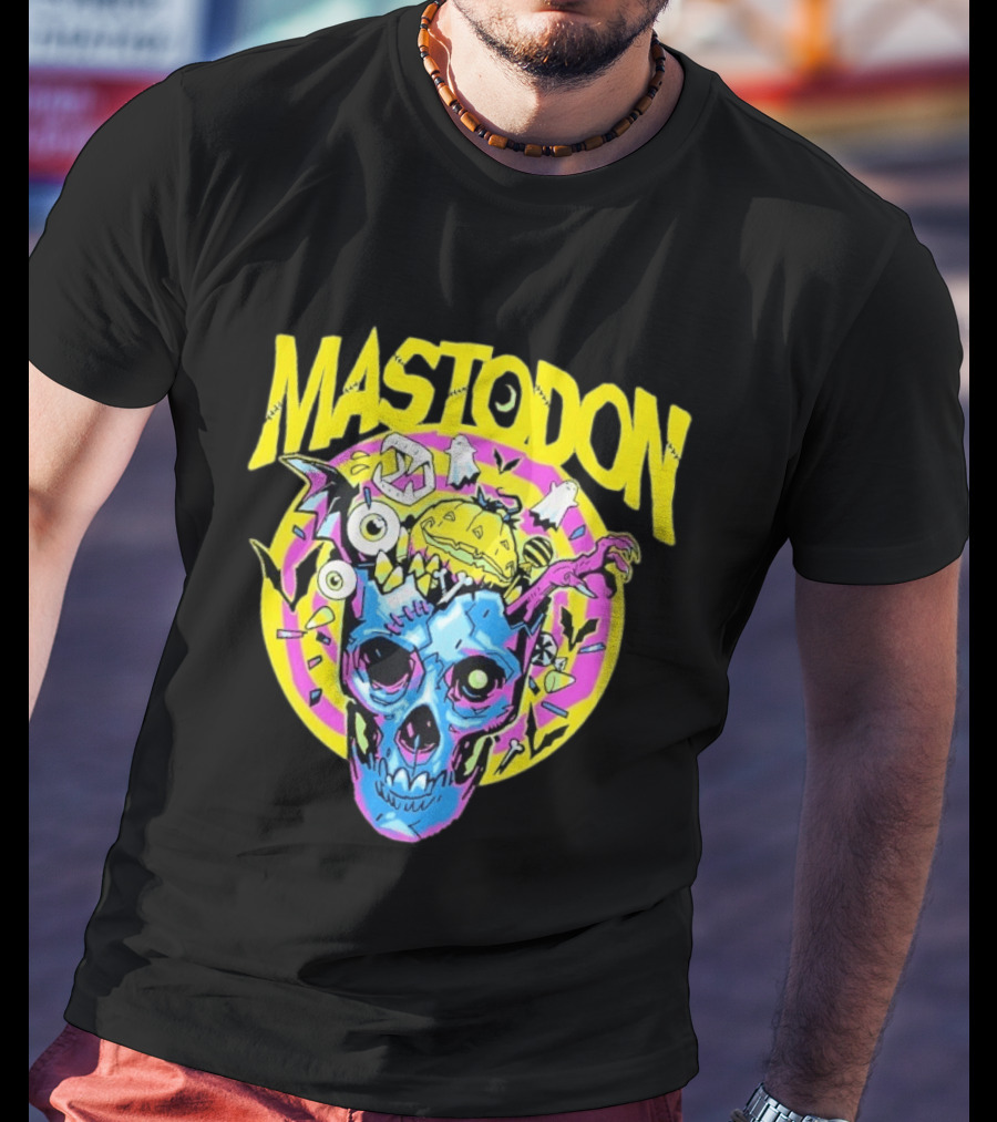 Mastodon Samhain Splosion Skull Halloween Pumpkin Bat Horn Eyeball Explosion T-Shirt