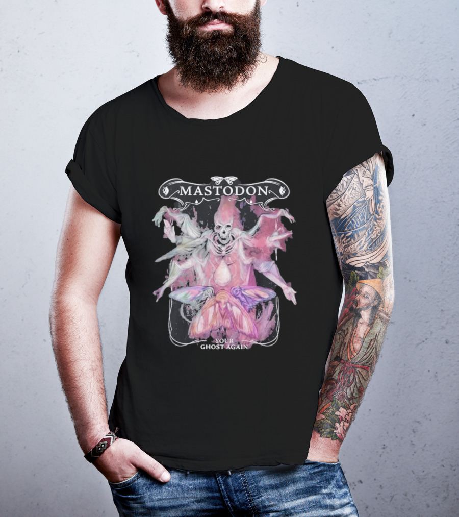 Mastodon Your Ghost Again Skeleton Moth T-Shirt