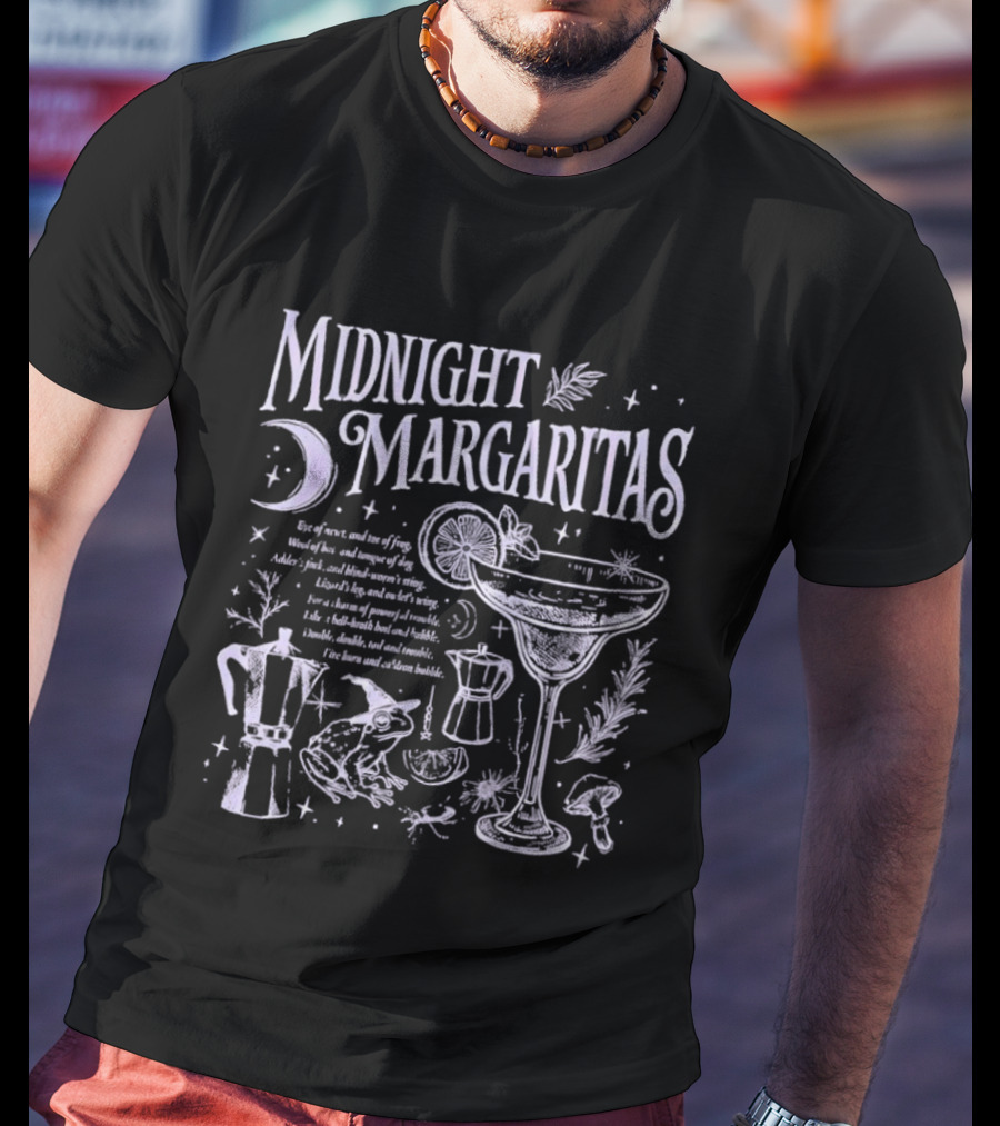 Midnight Margaritas Moon And Witchy Spooky Season Cauldron T-Shirt
