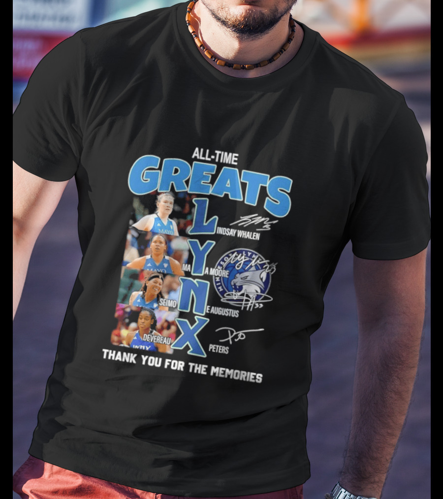 Minnesota Lynx All Time Greats Thank You For The Memories Signatures T-Shirt