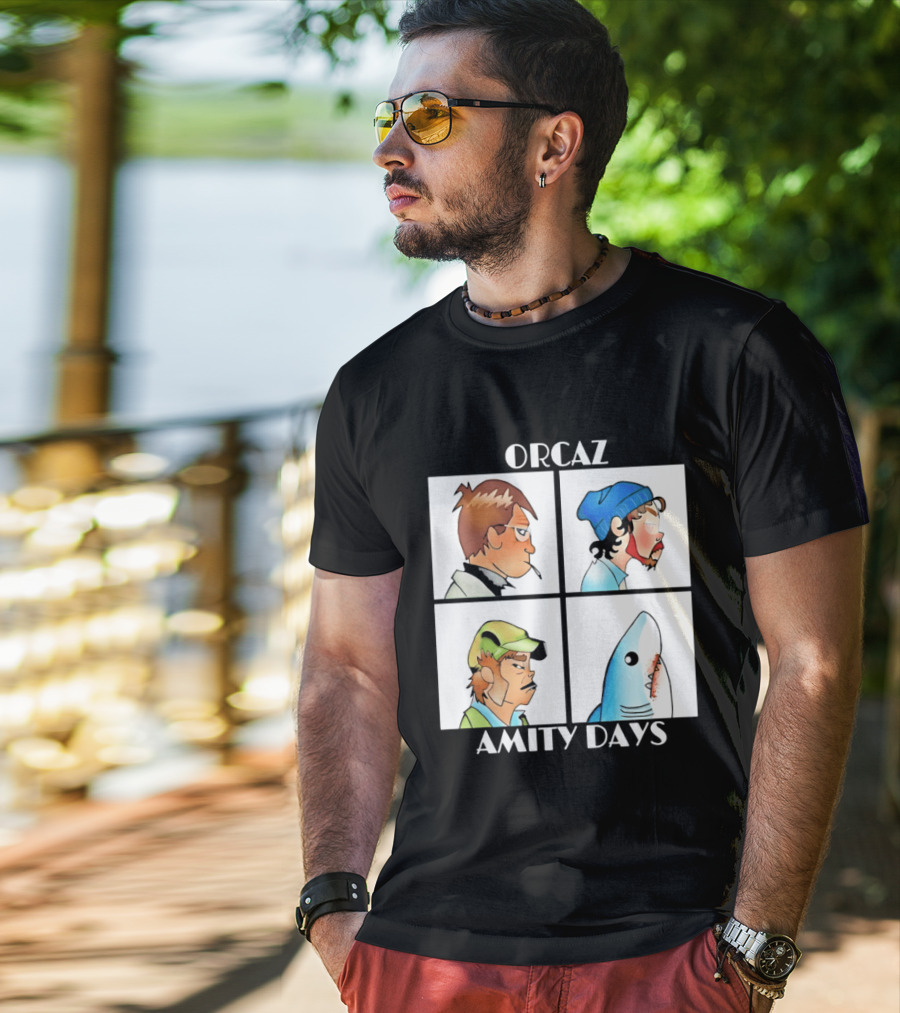 Orcaz Amity Days Four Grid Shark Bite Album Cover T-Shirt