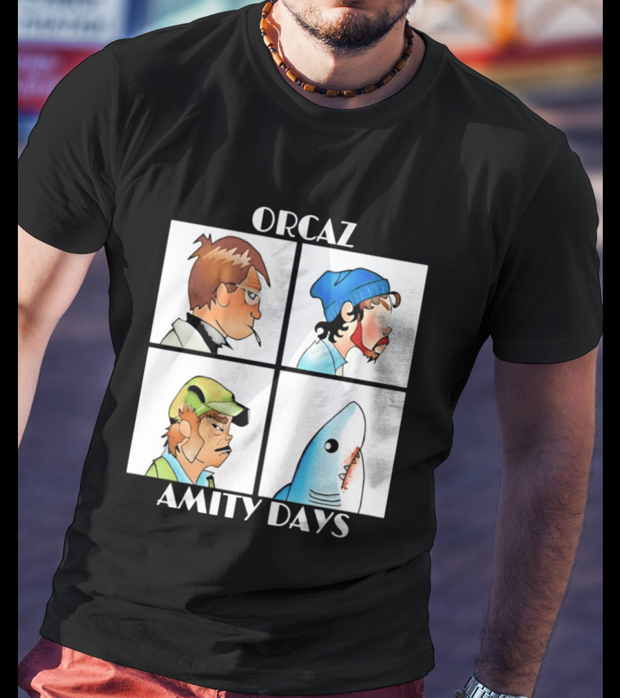 Orcaz Amity Days Four Grid Shark Bite Album Cover T-Shirt