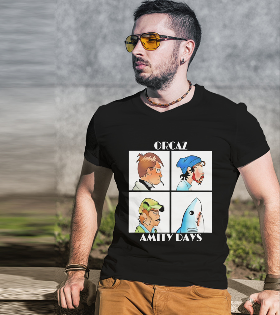 Orcaz Amity Days Four Grid Shark Bite Album Cover T-Shirt