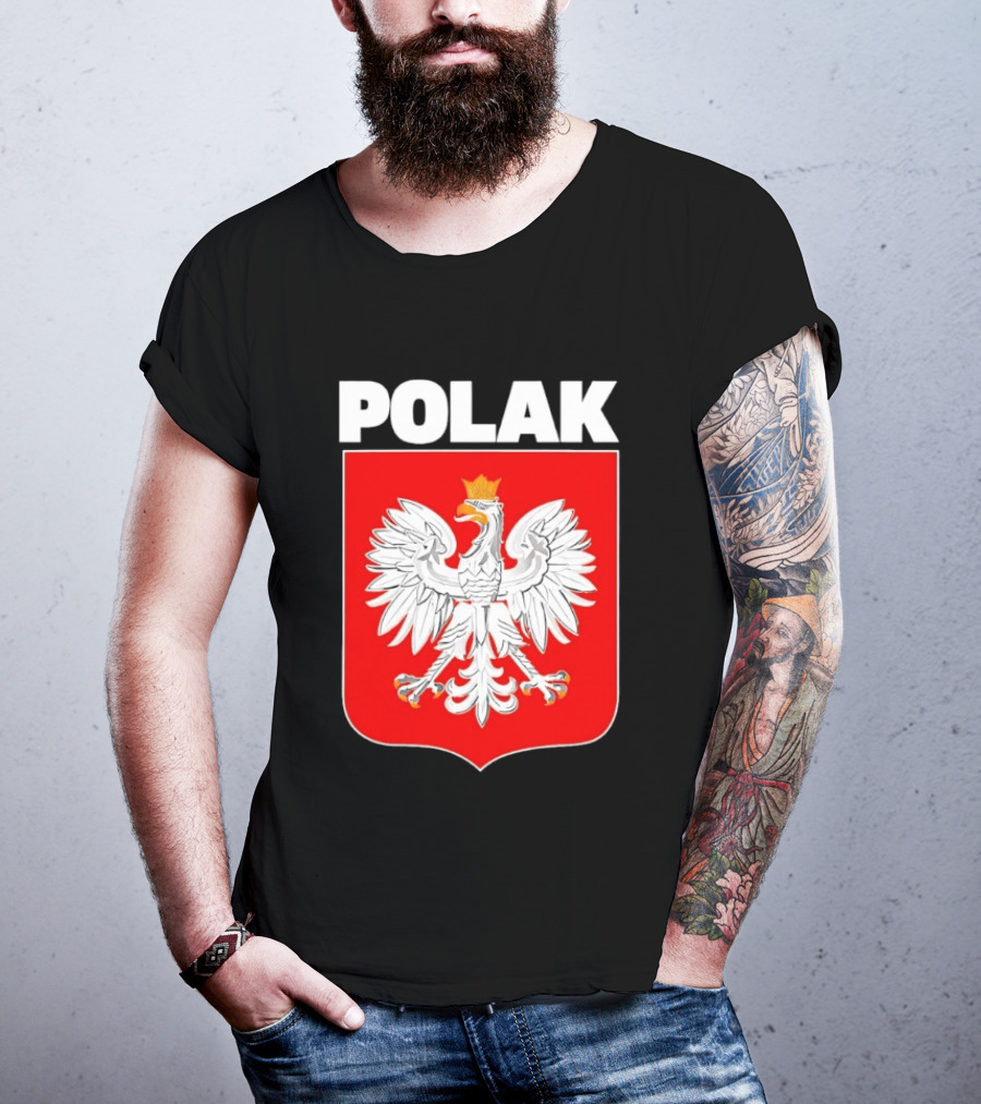 Polak Polish Eagle Emblem White Text Red T-Shirt