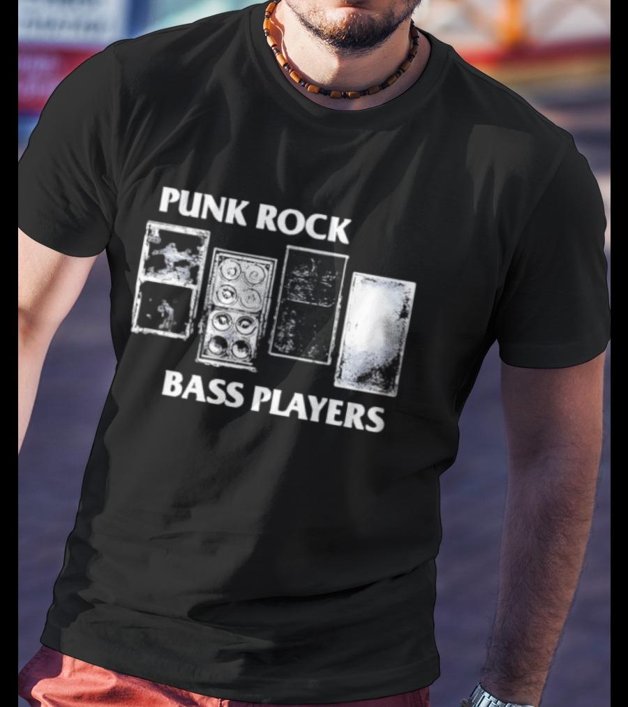 Punk Rock Bass Players Amplifier Musician Black White Speaker Cabinet T-Shirt