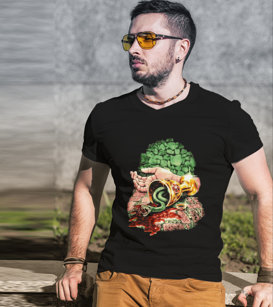 Enchanted Serpent With Golden Chalice And Ring Fantasy T-Shirt