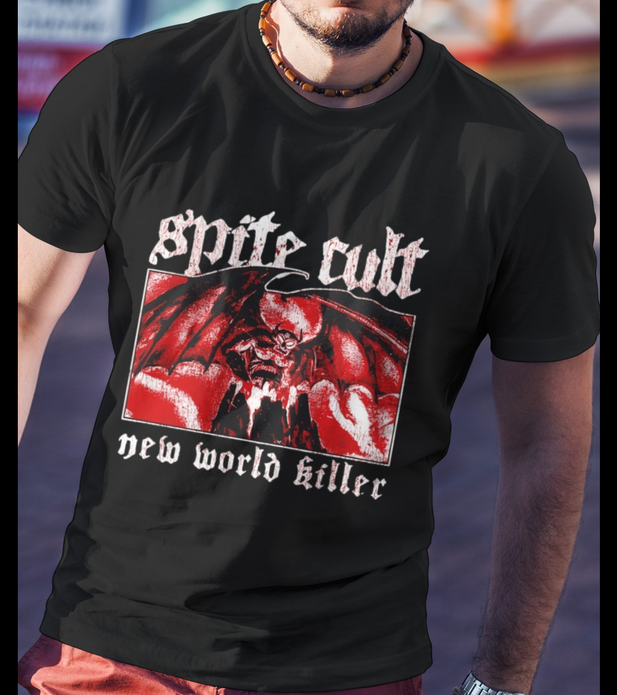 Spite Cult Horned Demon Spreading Wings On Mountain New World Killer T-Shirt