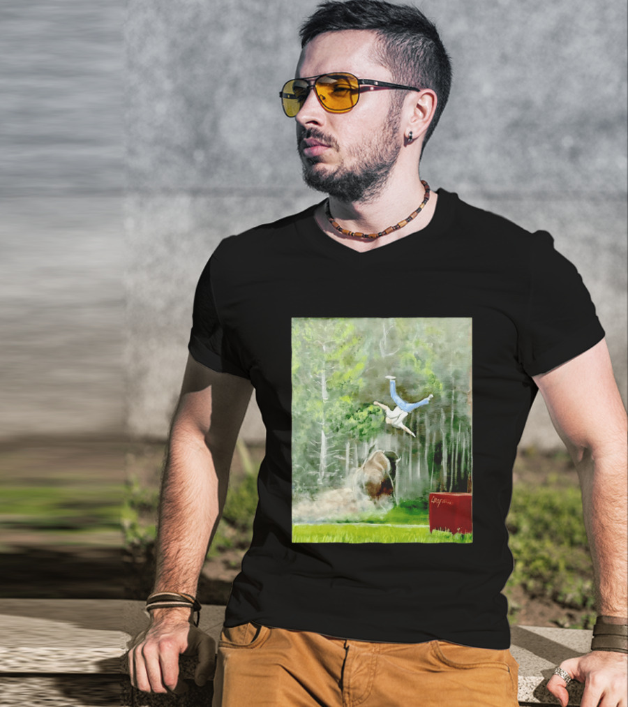 Sportman Epic Bison Attack Wildlife Painting T-Shirt