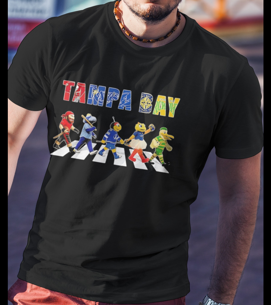Tampa Bay Sports Mascots Walking Abbey Road Style Sports In City T-Shirt