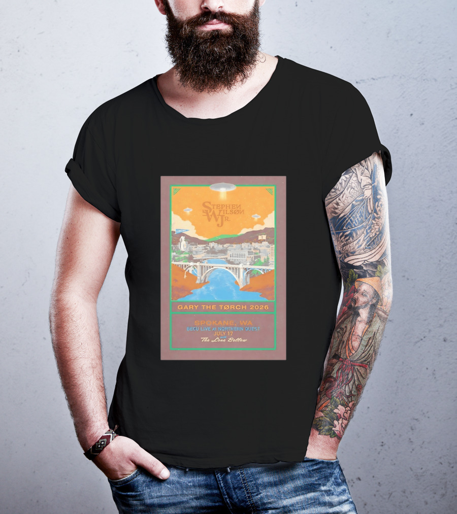 Stephen Wilson Jr Gary The Torch 2026 Bridge UFO Spokane WA Concert July 17 The Lone Bellow T-Shirt