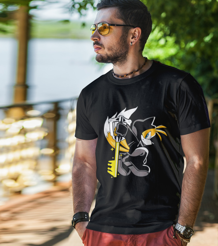 Tails The Fox In Organization XIII Cloak Holding Keyblade T-Shirt