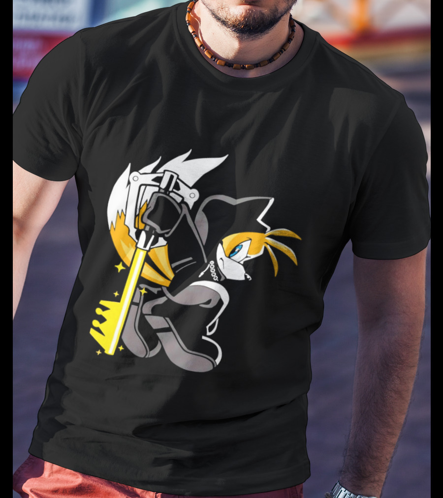 Tails The Fox In Organization XIII Cloak Holding Keyblade T-Shirt