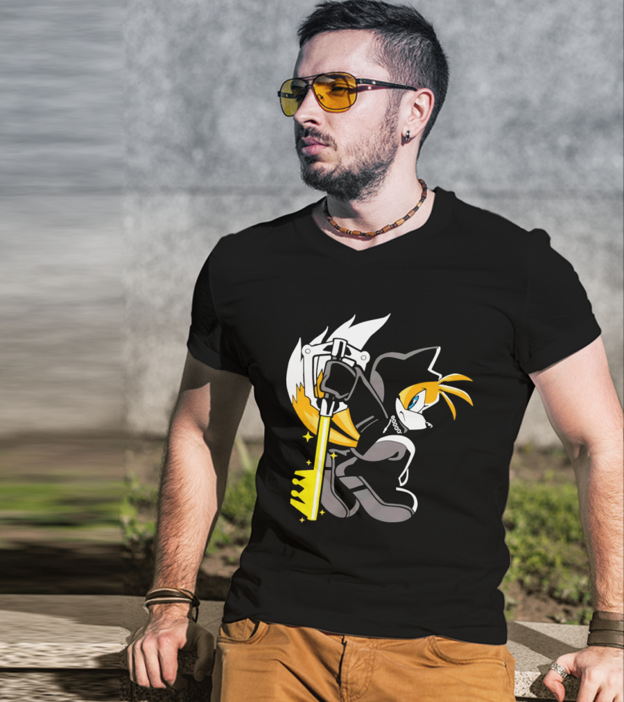 Tails The Fox In Organization XIII Cloak Holding Keyblade T-Shirt