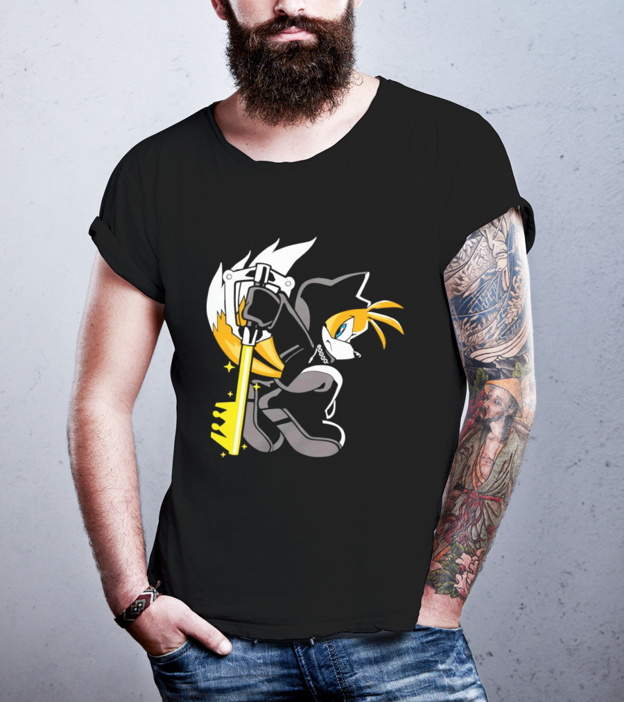 Tails The Fox In Organization XIII Cloak Holding Keyblade T-Shirt