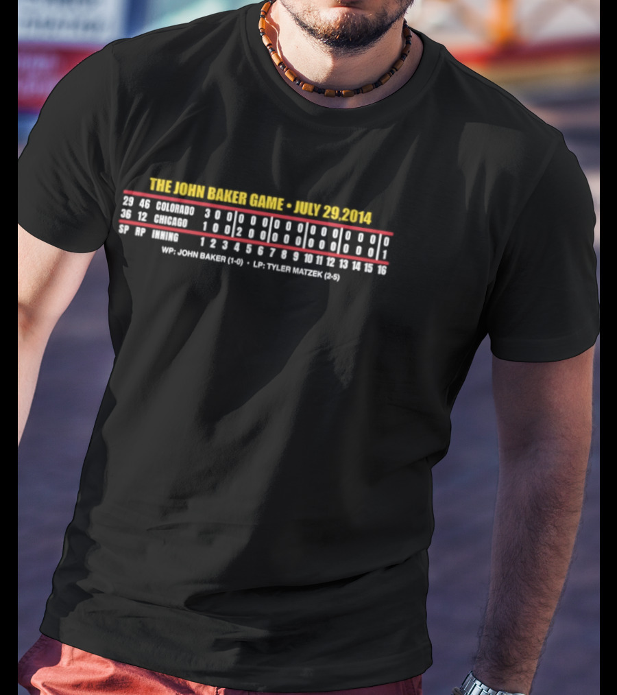 The John Baker Game July 29 2014 Cubs Vs Rockies Comprehensive Game Stats T-Shirt