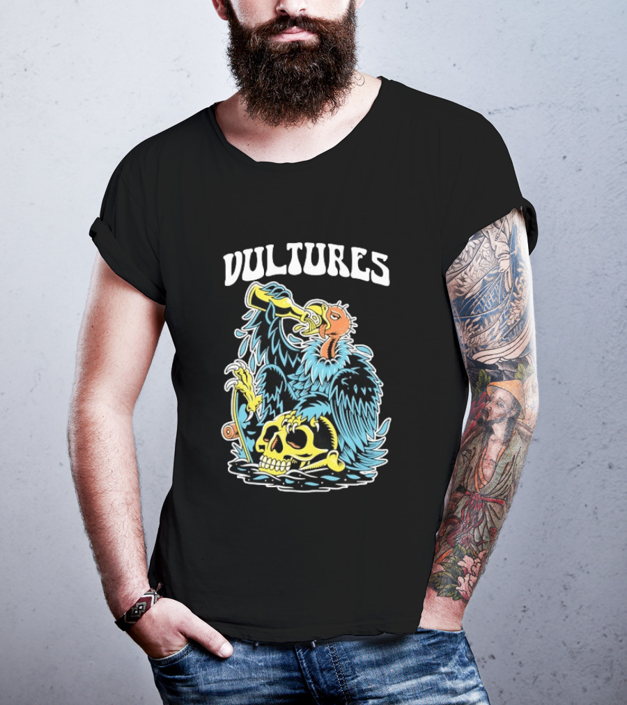 Vultures Drinking Beer On Skull T-Shirt