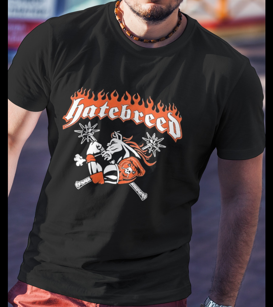 Hatebreed Flames Sword And Shield Skull Flames T-Shirt
