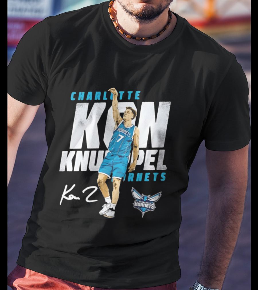 Charlotte Hornets Kon Knueppel Basketball 7 Signature T-Shirt