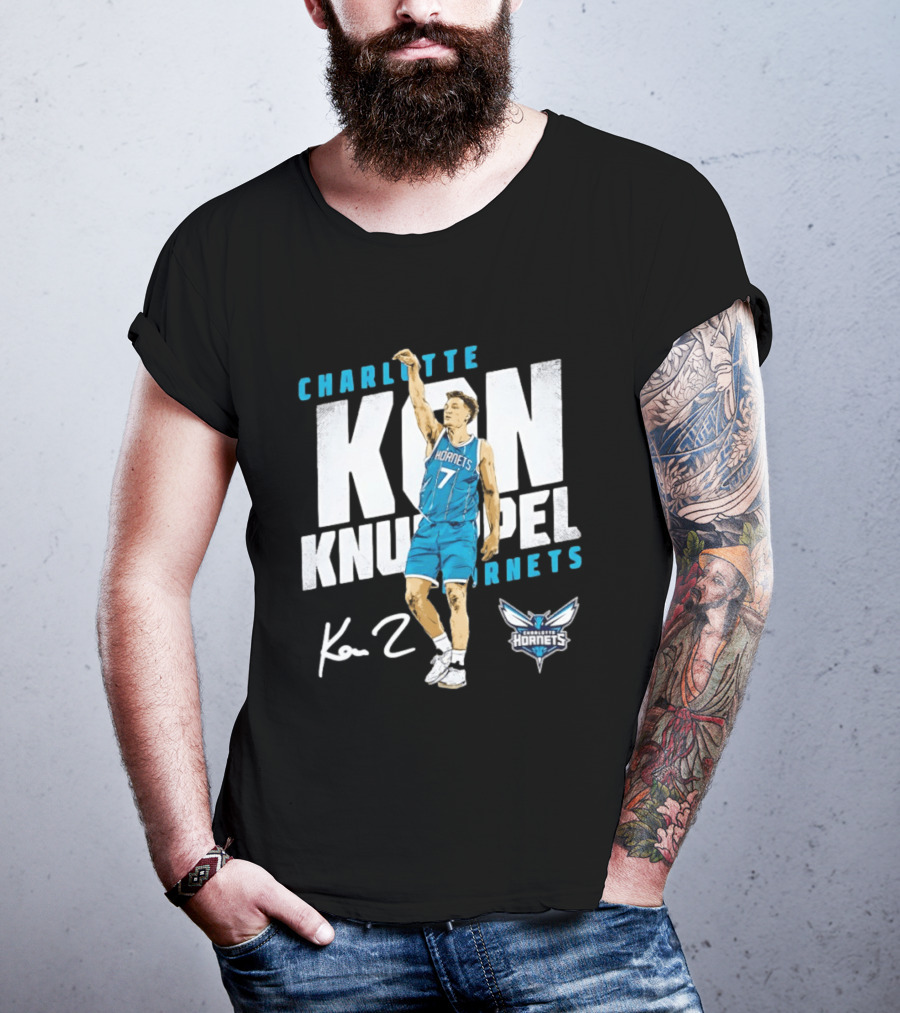 Charlotte Hornets Kon Knueppel Basketball 7 Signature T-Shirt