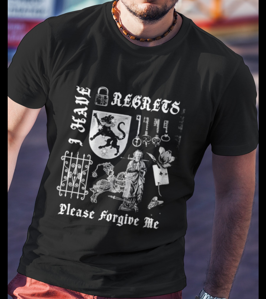 I Have Regrets Please Forgive Me Gothic Knight Keys And Shield T-Shirt