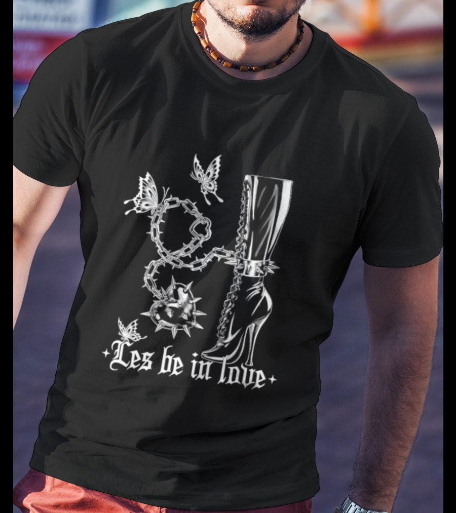 Les Be In Love Goth Butterfly Spiked Heart T-Shirt