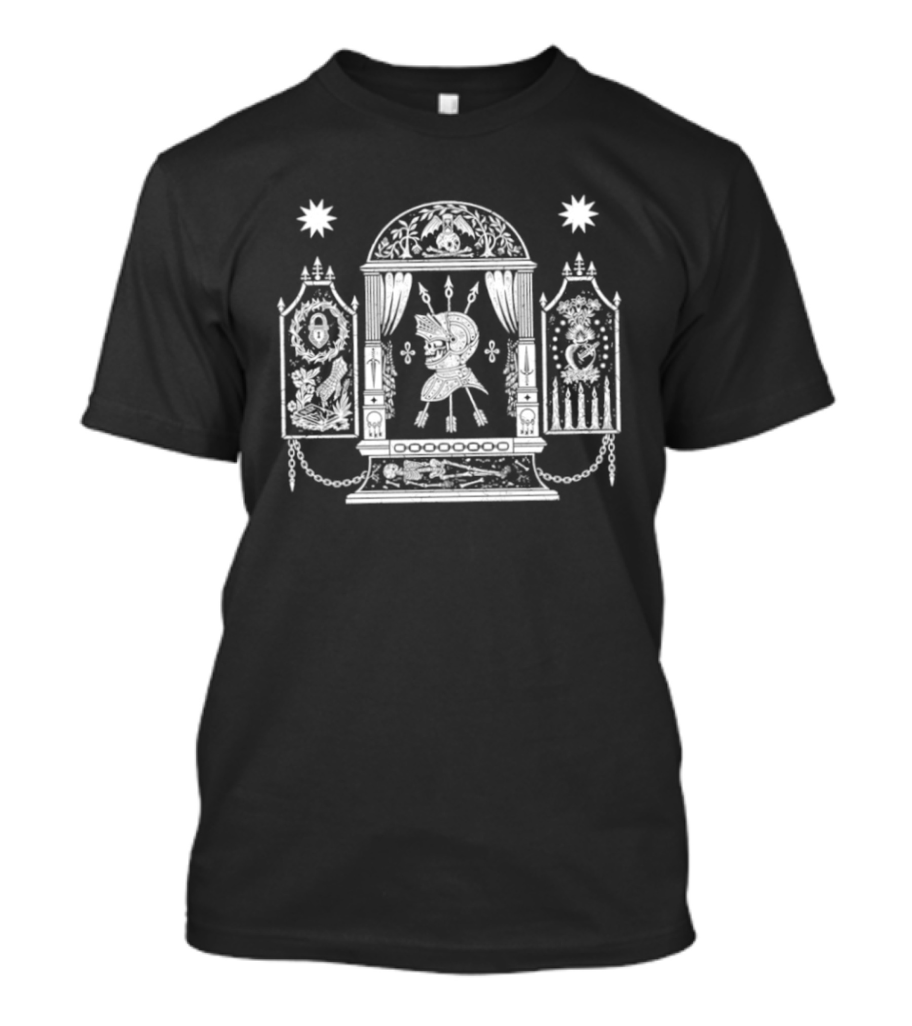 Mausoleum Gothic Skeleton Knight Archway Medieval T-Shirt