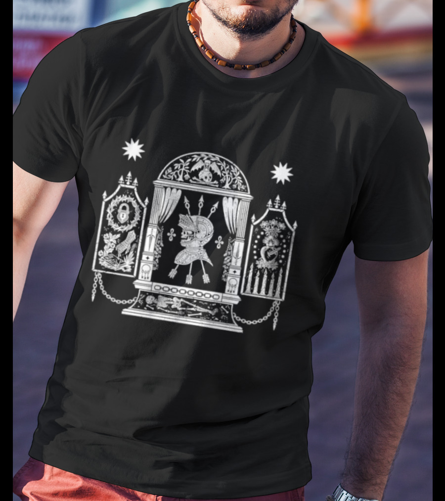 Mausoleum Gothic Skeleton Knight Archway Medieval T-Shirt
