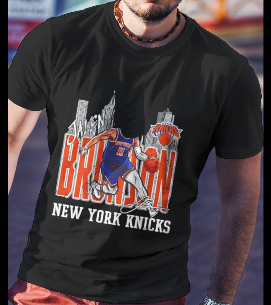 Jalen Brunson New York Knicks Basketball City Skyline T-Shirt