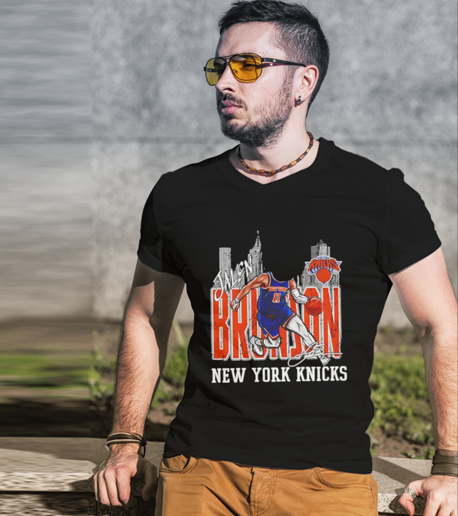 Jalen Brunson New York Knicks Basketball City Skyline T-Shirt