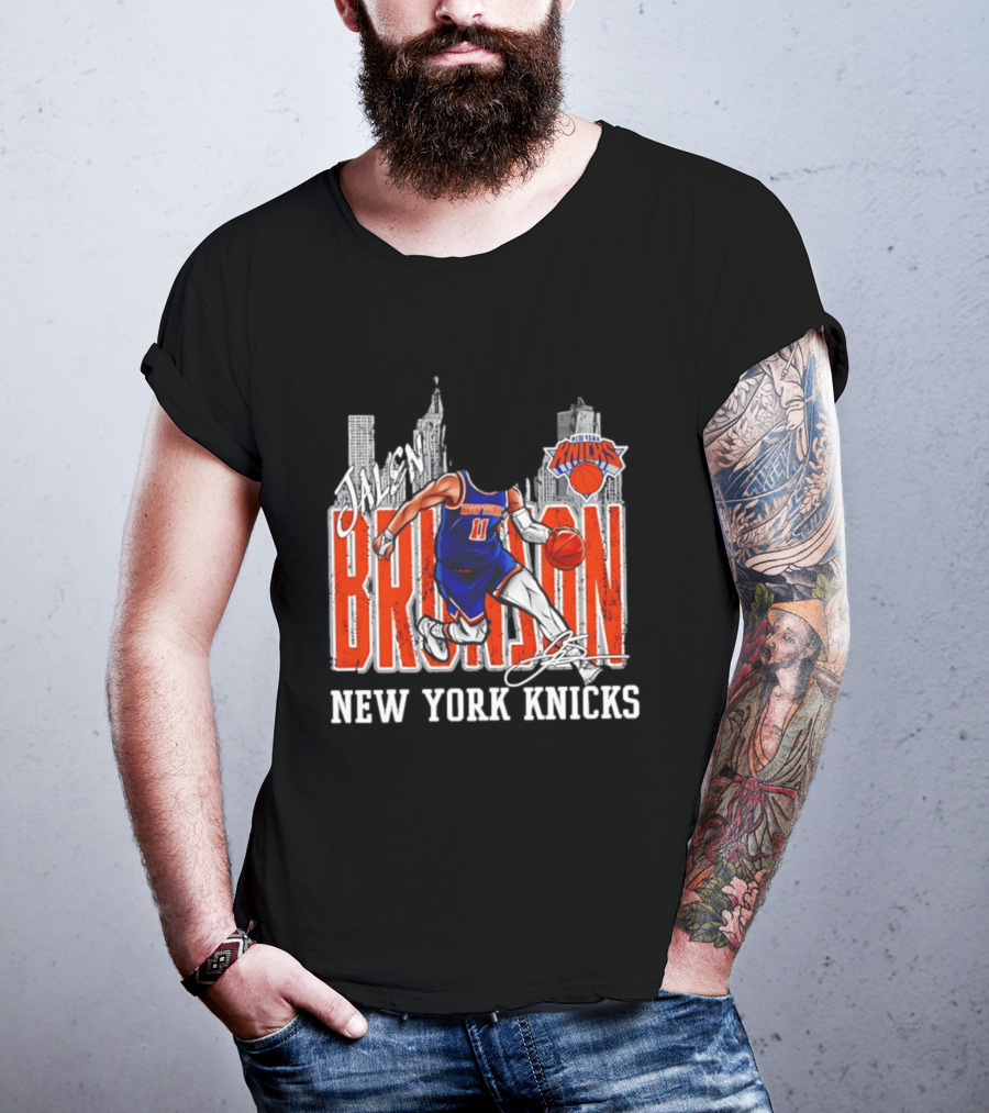 Jalen Brunson New York Knicks Basketball City Skyline T-Shirt