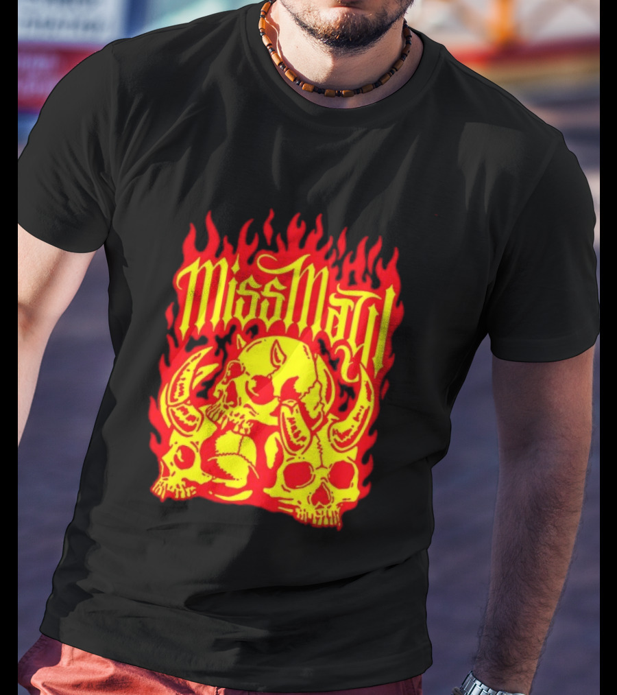 Miss May I Flaming Skulls Fire Metalcore Band T-Shirt