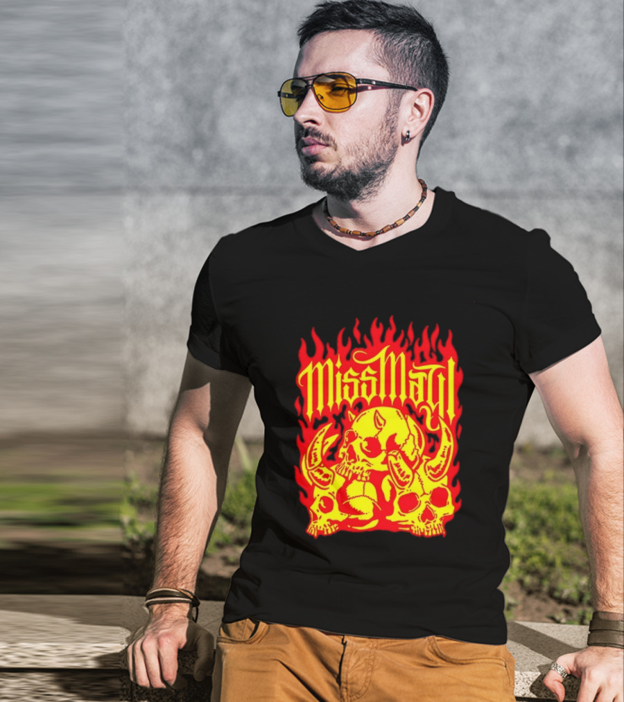 Miss May I Flaming Skulls Fire Metalcore Band T-Shirt