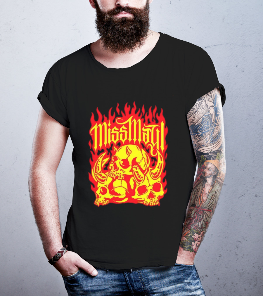 Miss May I Flaming Skulls Fire Metalcore Band T-Shirt