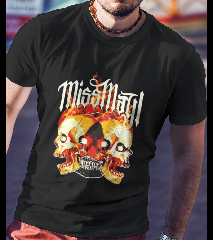 Miss May I Skulls And Fire Metalcore Band Triple Skull Flames T-Shirt
