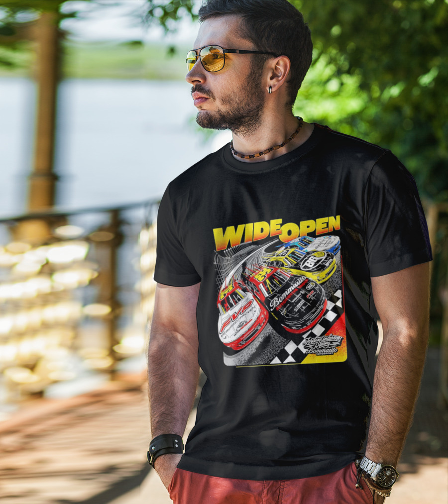 Wide Open Jordan Anderson Racing Bommarito Autosport Race Cars Checkered Track T-Shirt