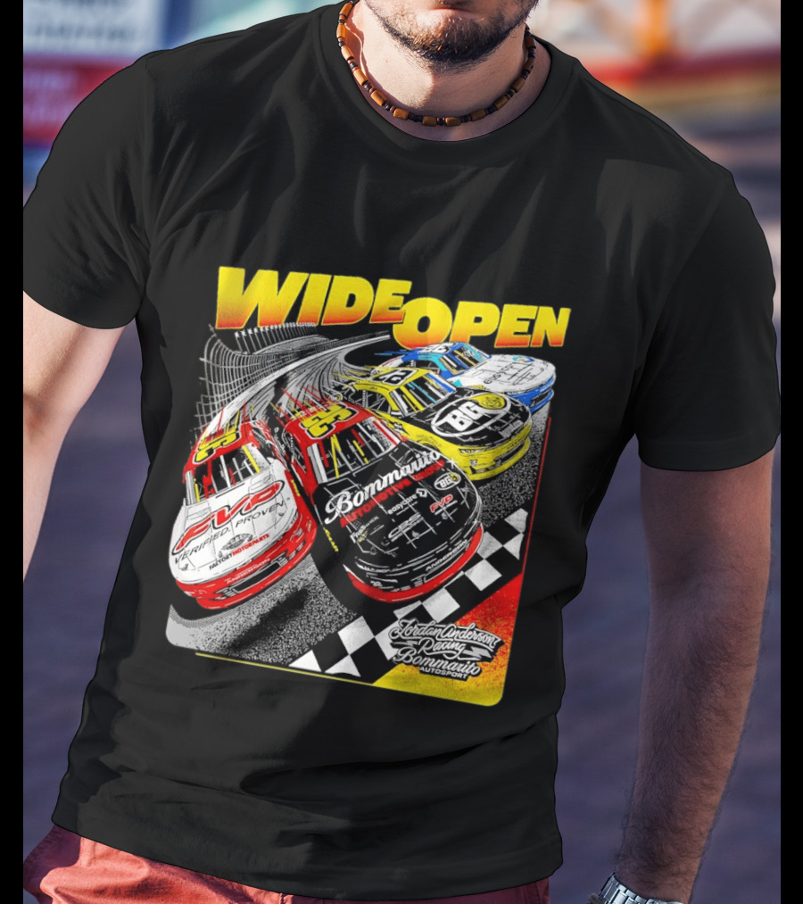 Wide Open Jordan Anderson Racing Bommarito Autosport Race Cars Checkered Track T-Shirt