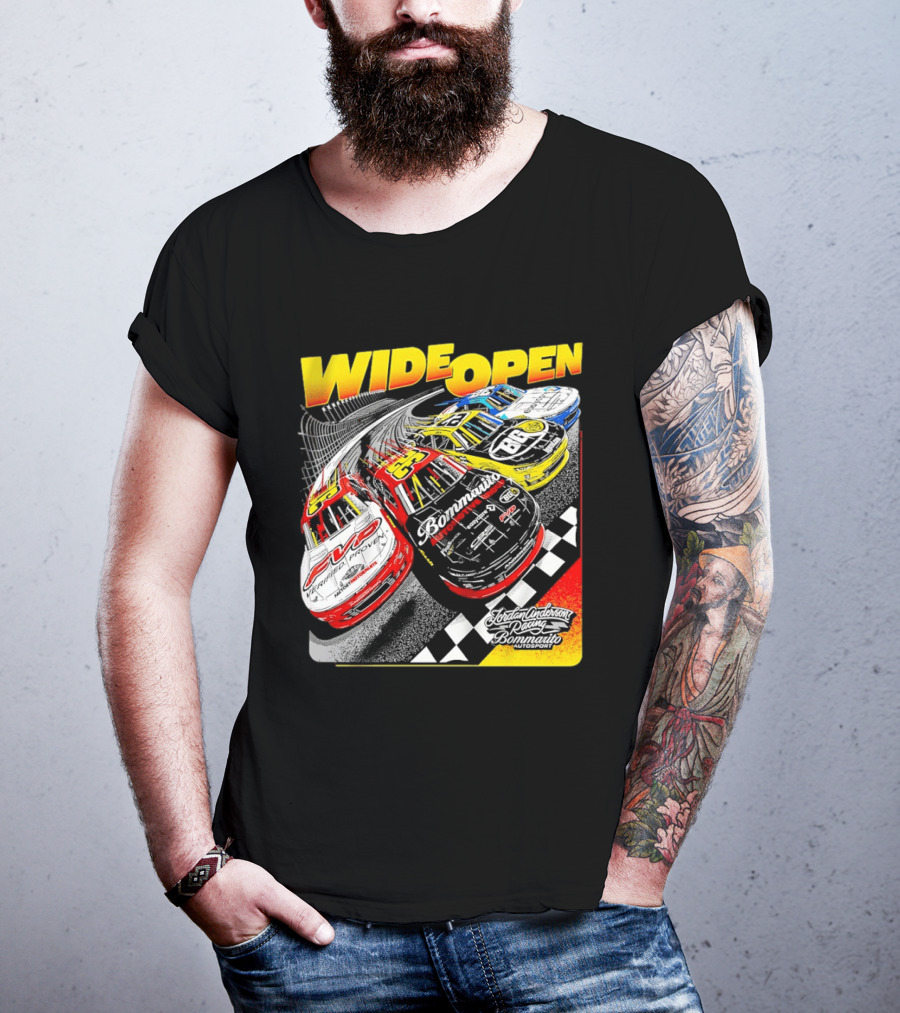 Wide Open Jordan Anderson Racing Bommarito Autosport Race Cars Checkered Track T-Shirt