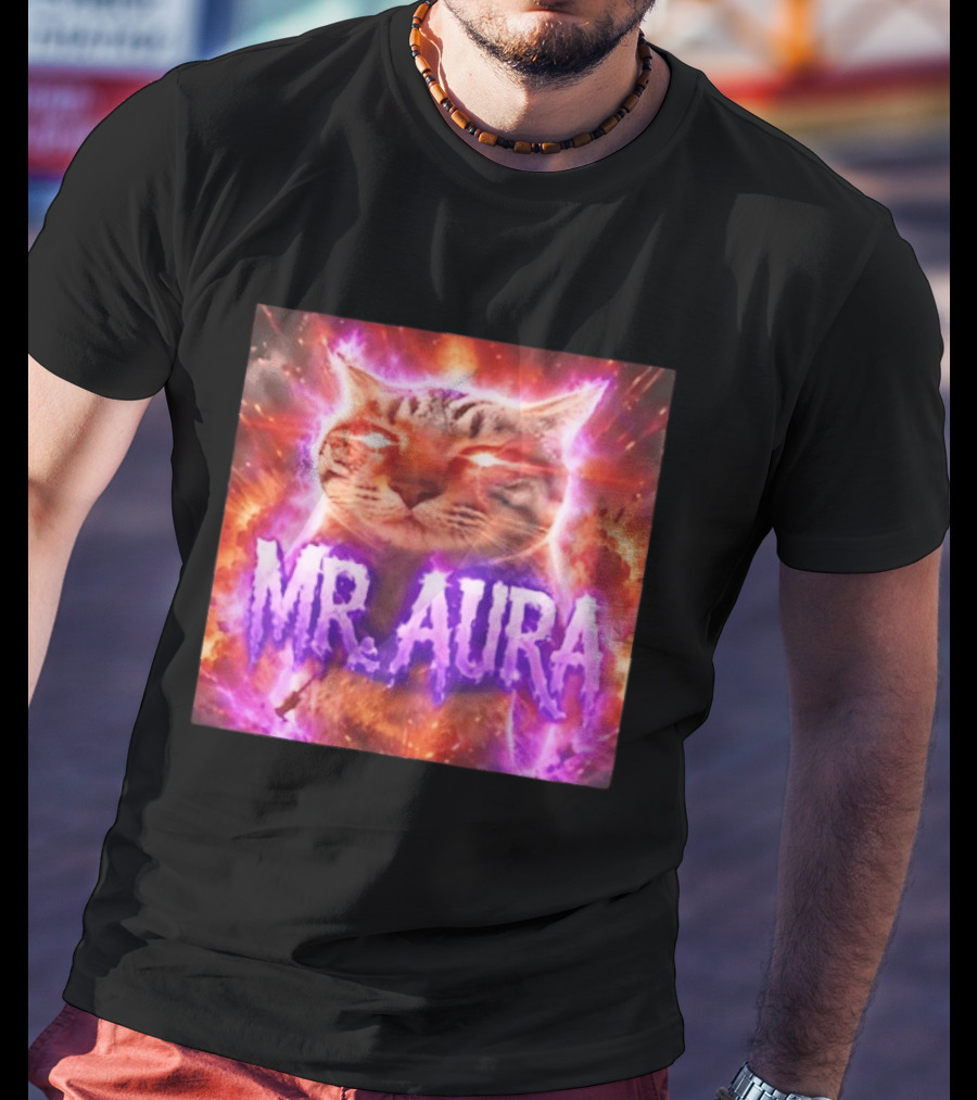 Mr. Aura Cat Fiery Cosmic Internet Culture Phenomenon T-Shirt