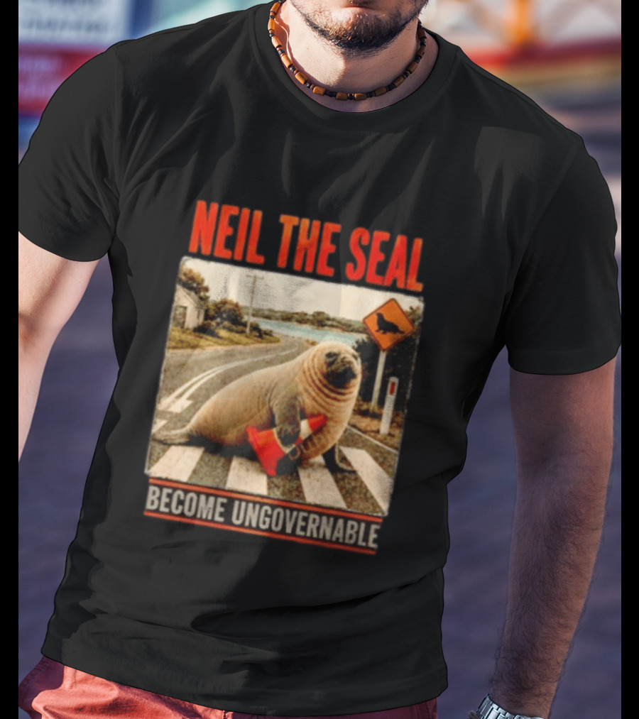 Neil The Seal Become Ungovernable Traffic Cone Road Crossing T-Shirt