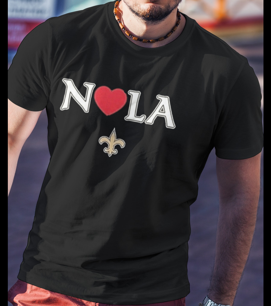 NOLA Heart Fleur De Lis New Orleans Saints T-Shirt