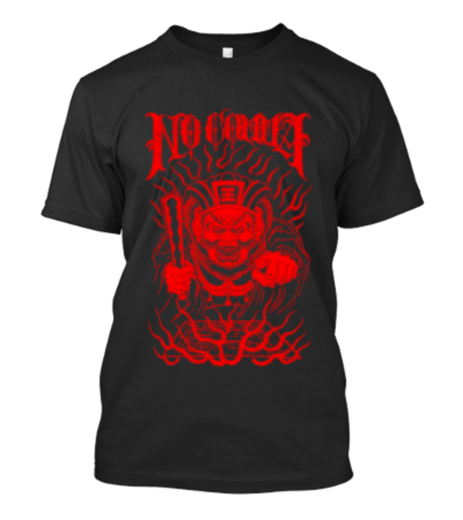 No Comma Demon Warrior Red Streetwear Tiger Mask Samurai T-Shirt