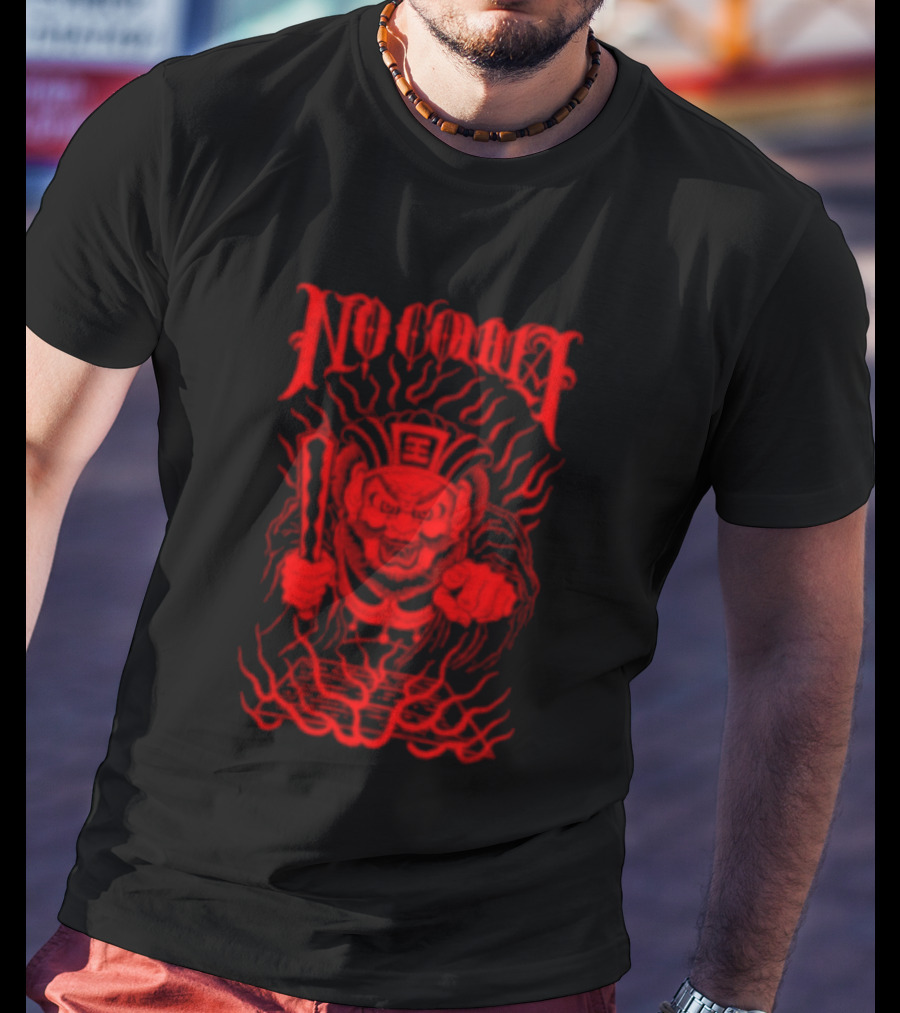 No Comma Demon Warrior Red Streetwear Tiger Mask Samurai T-Shirt