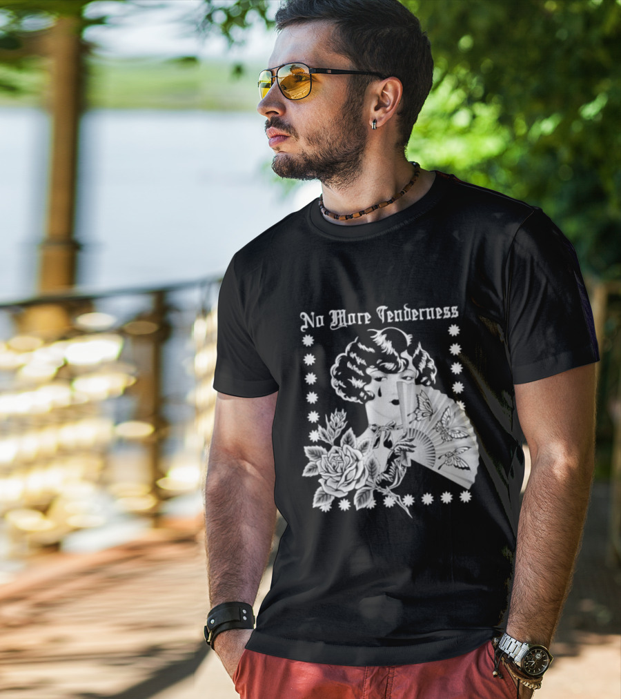 No More Tenderness Gothic Deco Rose Face Fan Butterfly T-Shirt