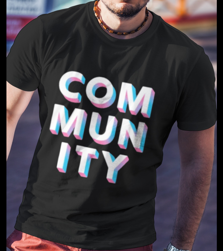 Community Colorful 3D Text Block T-Shirt