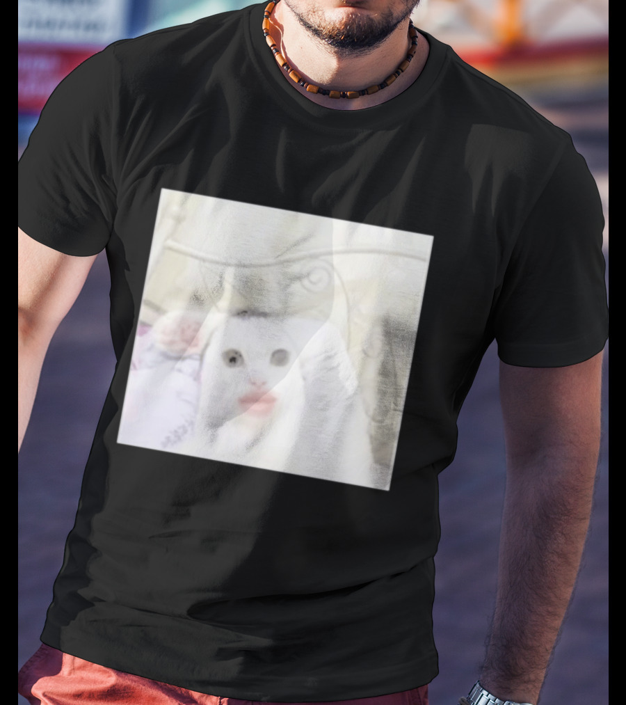 Cursed Cat Meme Funny Distorted Face Filter Selfie T-Shirt